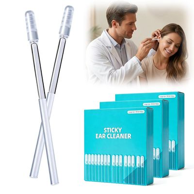 Adhesive Ear Wax Removal Sticks 60pcs, Reusable Soft Head Ear Cleaning Swabs, Safe Sticky Ear Tools for Adults & Children (60pcs)