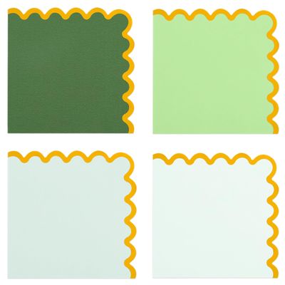 100 Pcs Sage Green Party Napkins Gradient Green Scalloped Gold Foil Disposable Paper Napkins 6.5" Luncheon Napkin for Birthday Baby Shower Anniversary Reception Party Supplies