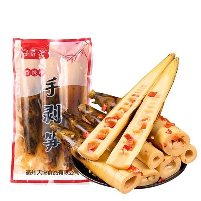 17.6OZ Fresh Hand Peeled Bamboo Shoots,Bamboo Shoots To Eat,Instant Spicy Chinese Snacks,Aged Soup with Pickled Peppers and Tender Vegetables,Spicy Strips