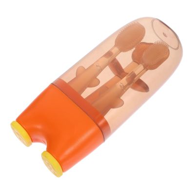 Holibanna Silicone Toothbrush Tongue Cleaner for Infants 3pcs Soft Bristle Oral Care Newborn Mouth Cleaner Dental Hygiene (Fall Orange)