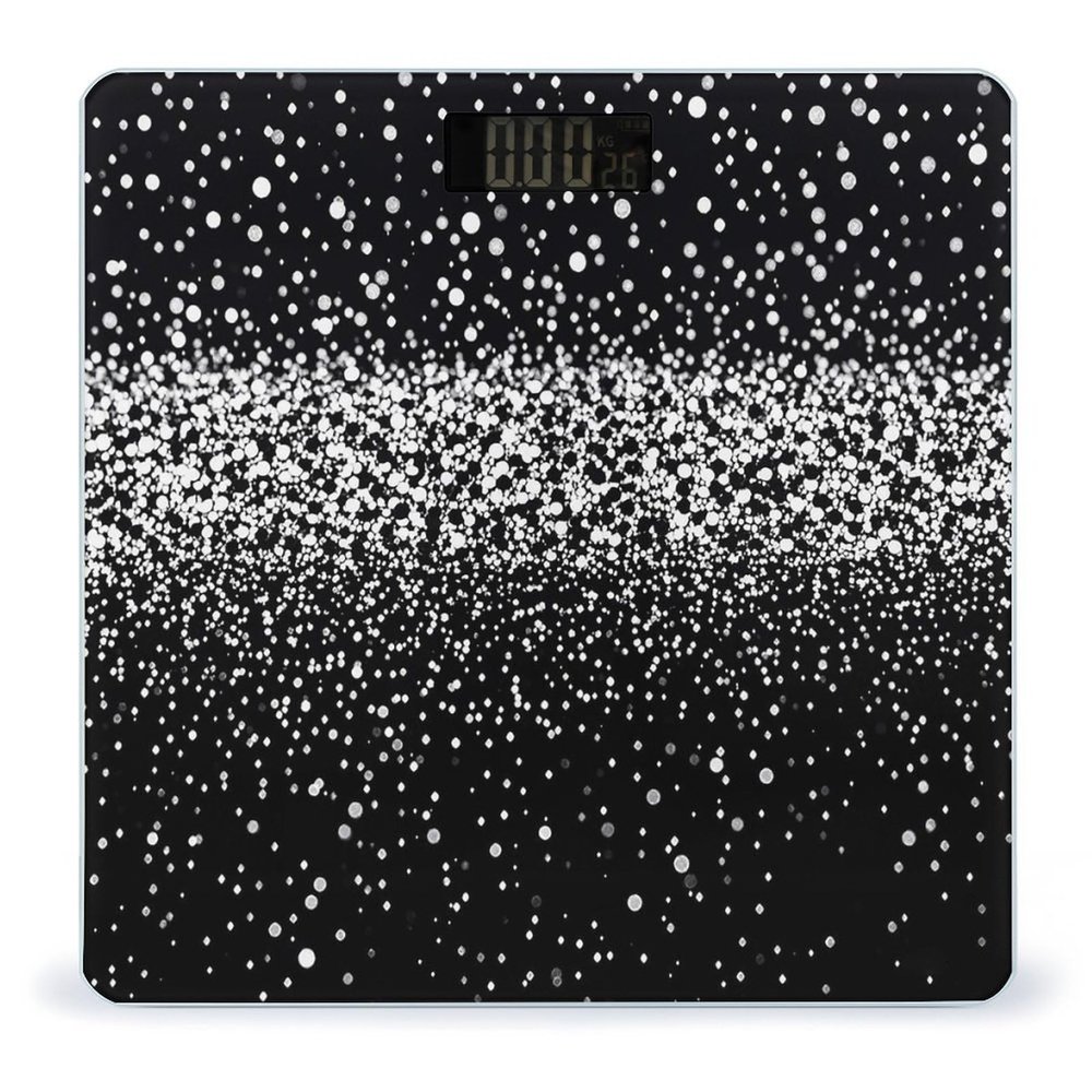 Black White Glitter Digital Bathroom Scale for Body Weight Accurate Weighing Scale Digital Scale Fashion Weight Scale High Precision Smart Scale with Ultra-Wide Platform Large LCD Display