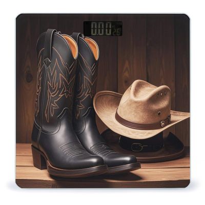 Cowboy Black Hat Western Boots Digital Bathroom Scale for Body Weight Accurate Weighing Scale Digital Scale Fashion Weight Scale High Precision Smart Scale with Ultra-Wide Platform Large LCD Display