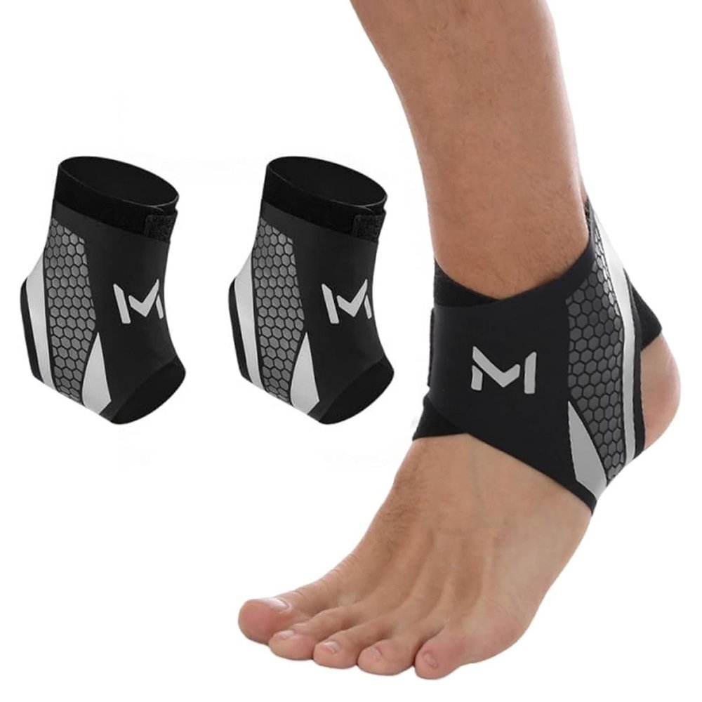 2 Pcs Ankle Brace for Men & Women, Breathable Lace-Up Compression Sleeve, Adjustable Support for Basketball, Running, Gym, Sports & Active Lifestyle (Gray)