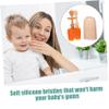 WRITWAA Toothbrush and Tongue Cleaner 3pcs Silicone Soft Bristles Oral Care Brush for Newborns with Tongue Scraper, Safe Mouth Cleaner in Warm Orange for Dental Hygiene view 3
