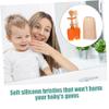 CHILDWEET Silicone Toothbrush and Tongue Cleaner 3pcs Soft Bristles Oral Care Newborn Mouth Cleaner for Hygiene view 3