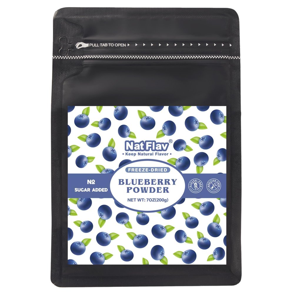 Nat Flav Freeze-Dried Blueberry Powder | 7oz | 100% Natural Fruit | No Sugar & Additives | Non-GMO & Vegan Friendly | Flavoring Powder | Freeze Dried Backpacking & Camping Food | Make of Fresh fruit