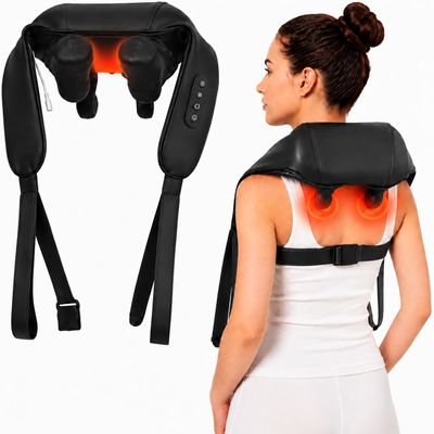 JCOTTON Neck and Shoulder Massager, Cordless Shiatsu Neck Massager with Heat Kneading Shoulder, Portable 3X Massager for Back and Shoulder Pain, Portable Massager for Home Outdoor