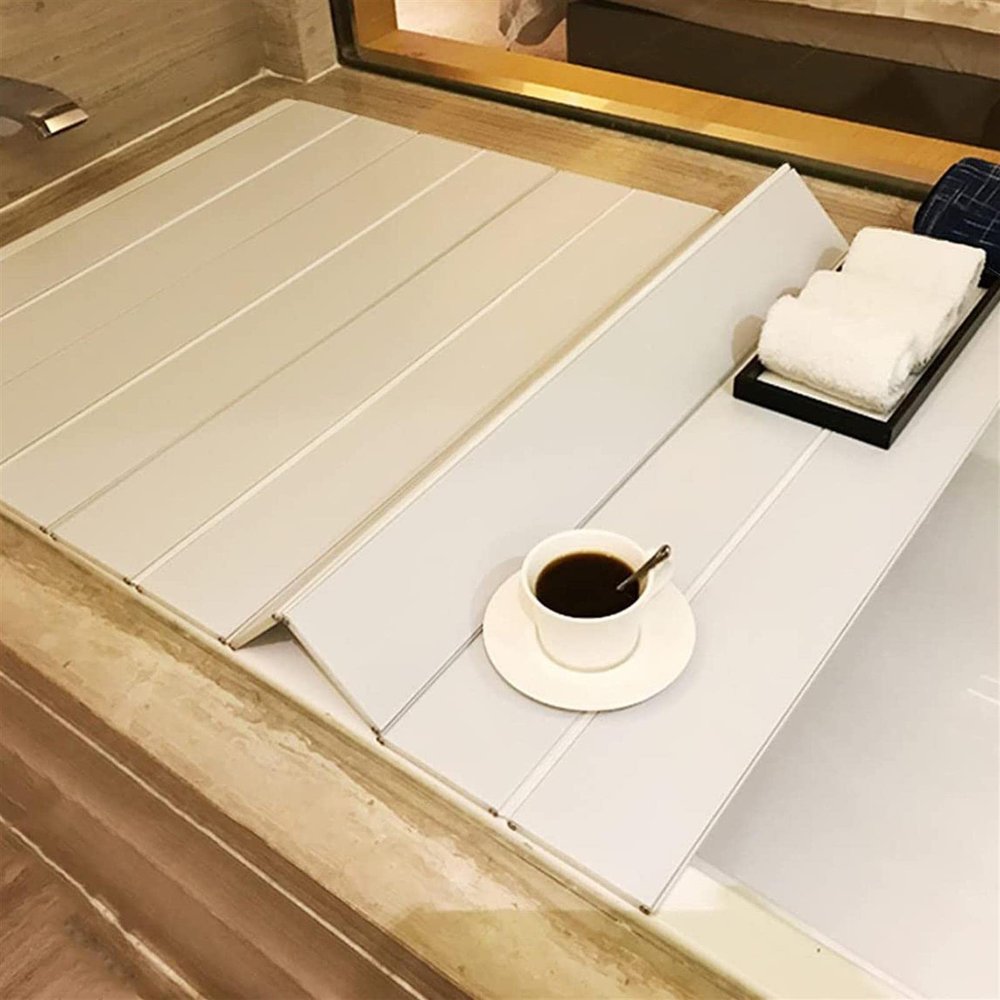 Foldable Bath Tub Cover Waterproof PVC Bath Tray Dustproof Insulating Panel Space-Saving Bath Mat Versatile Bathtub Support Easy Clean Shower Accessory