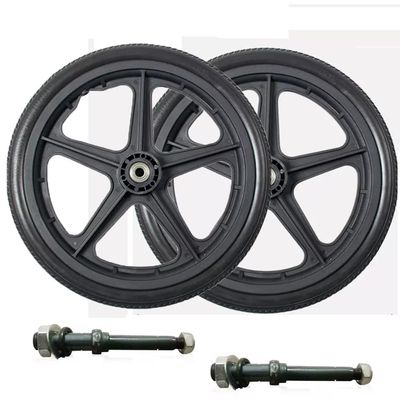 16 Inch Wheelchair Replacement Wheels Pair of Rear Wheels with 12mm Bearings, Non-Inflatable and Non-Slip, Durable Replacement for Manual Wheelchairs
