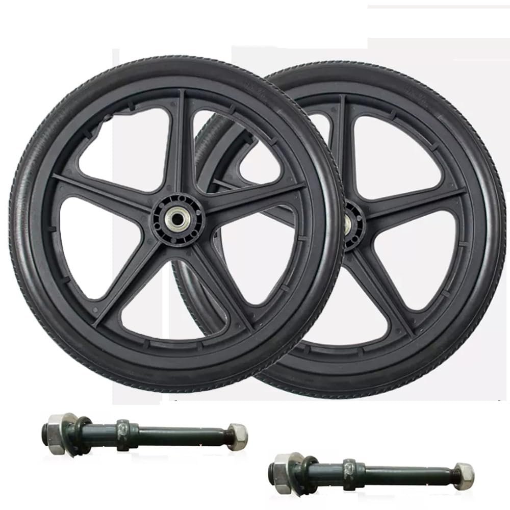 16 Inch Wheelchair Replacement Wheels Pair of Rear Wheels with 12mm Bearings, Non-Inflatable and Non-Slip, Durable Replacement for Manual Wheelchairs