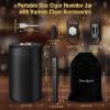 Scotte Cigar Humidor Jar, Leather Cedar Wood Humidor Cigar Box with Digital Hygrometer Humidifier, Include Cigar Cutters Cigar Punch,Travel Humidor for 12-16 Cigars view 3