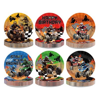 60Pcs Dirt Bike Birthday Paper Plates 7" Motocross Heavy Duty Paper Plates