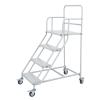 4-Step Rolling Step Stool 880lbs, Heavy-Duty Folding Climbing Ladder with Lockable Wheels & Anti-Slip Steps, Cold Rolled Steel Mobile Stair for Home, Warehouse & Retail Grey view 1