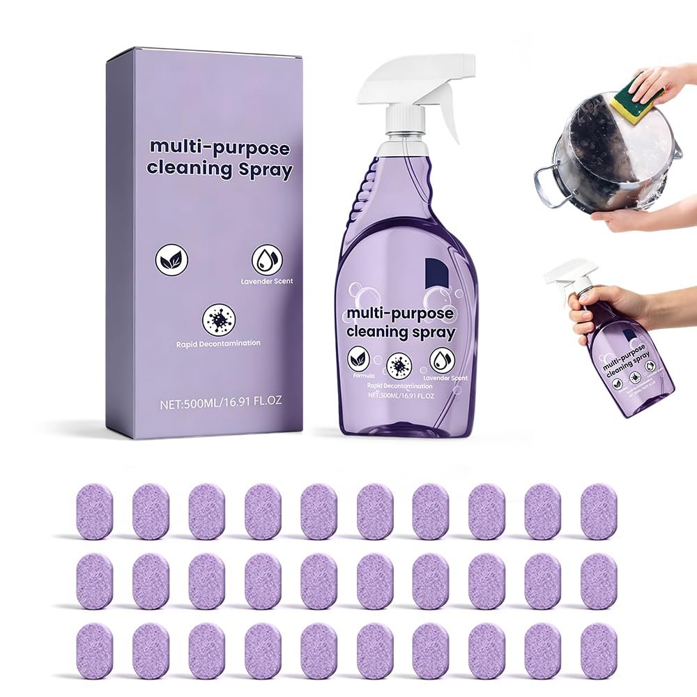 Fliwos Spray Oven Cleaner, 2026 Upgraded All-Purpose Spray Cleaner with Concentrated Cleaning Tablets, Multi-Surface Cleaning Spray for Oven, Grill, Kitchen, Bathroom and Home (1 Bottle+30 Pcs)
