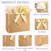 Ethhqu 3 Pack Brown Gift Bags with Handles, 12.6x10x4 Inch Medium Gift Bags with Tissue Paper & Cards for Weddings Father's Day Bridal Shower Birthday Party Anniversary Thanksgiving (Kraft, Gold) view 3
