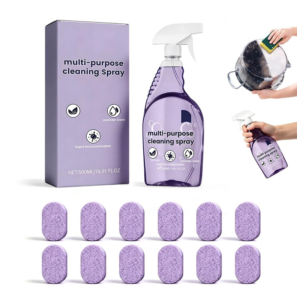 Fliwos Spray Oven Cleaner, 2026 Upgraded All-Purpose Spray Cleaner with Concentrated Cleaning Tablets, Multi-Surface Cleaning Spray for Oven, Grill, Kitchen, Bathroom and Home (1 Bottle+12 Pcs)