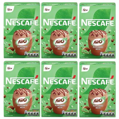 NESCAF Aero Peppermint Mocha Instant Coffee Sachets x7 (Pack of 6, Total 42 Sachets) Chocolate & Mint Flavoured Frothy Coffee Inspired by Aero Peppermint
