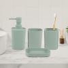 4 Piece Bathroom Set Squeeze Bottle Dispenser Toothbrush Square for Modern Storage Press Lotion view 2