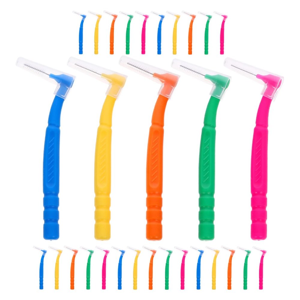 30pcs Interdental Brushes with Ergonomic Small Brush Heads Portable Toothbrush Set for Teeth Cleaning Between Braces and Oral Care for Adults with Handles