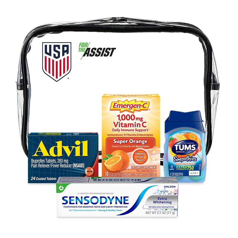 Haleon, Official Partner of U.S. Soccer Limited Edition Stadium Ready Bag Packed with Travel Essentials: Advil, TUMS, Emergen-C, and Sensodyne