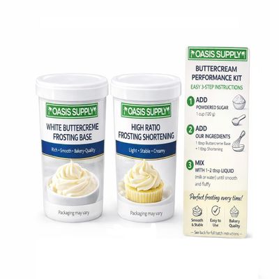 Oasis Supply, Buttercream Performance Kit Bakery-Style Frosting System | Includes Buttercream Base + High Ratio Shortening | Smooth, Stable, Professional Results (Standard)