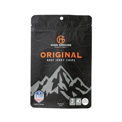 HIGH GROUND Beef Chips (1 Bag) Crunchy Crispy Beef Crisps, High Protein Carnivore Snacks, 40g Protein, 3 Ingredients, No Sugar Added, No Nitrates or Nitrites, Veteran Owned, 2 oz - Original