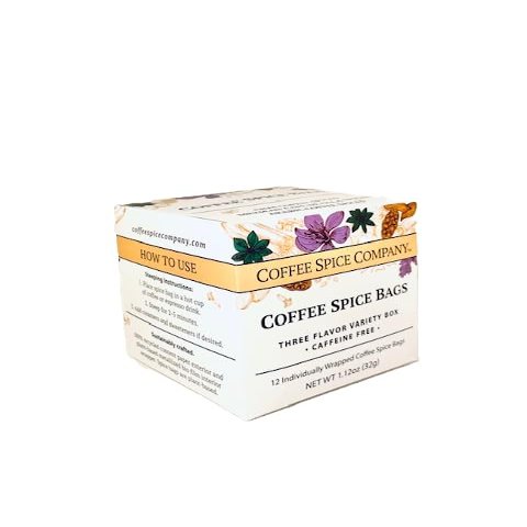 Coffee Spice Bags Variety Box (12) Coffee & Espresso Infusion Sachets and Flavor Ehancers | Arabic, Caf de Olla, & Chai | Coffee Syrup Alternative or Complement | Zero Sugar/Caffeine