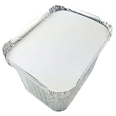Nicole Fantini Disposable Aluminum Oblong Pans 5 LB with Board Lids | Heavy Duty Foil Baking Trays for Oven Freezer Meal Prep Catering Storage | 100 Count