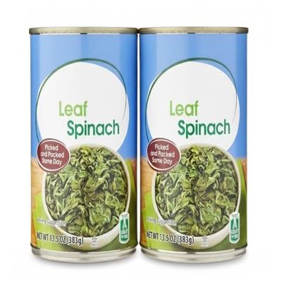 Leaf Spinach Canned 13.5 oz (2 Pack) Ready-to-Use Cooked Greens for Recipes & Meals