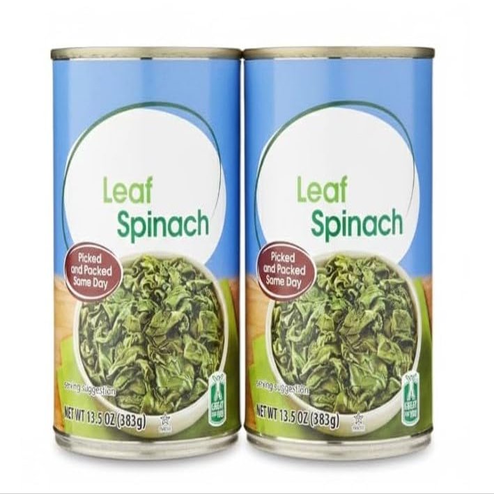 Leaf Spinach Canned 13.5 oz (2 Pack) Ready-to-Use Cooked Greens for Recipes & Meals