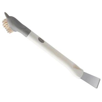 Garneck 3-in-1 Cooking Area Cleaning Brush with Scraper, Small Multi-Function Scrub Brush for Glass Cooktop, Pot and Pan Cleaning, Household Stove Scrubber Tool with Handle