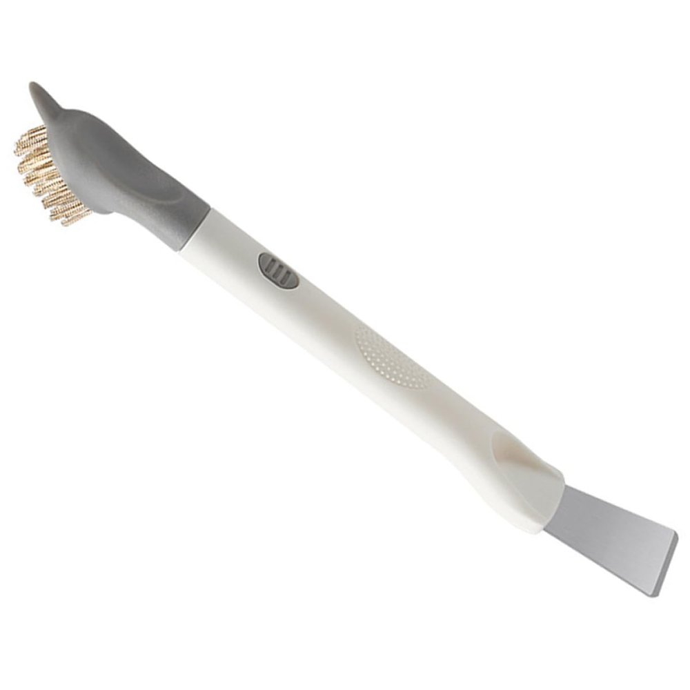 Garneck 3-in-1 Cooking Area Cleaning Brush with Scraper, Small Multi-Function Scrub Brush for Glass Cooktop, Pot and Pan Cleaning, Household Stove Scrubber Tool with Handle