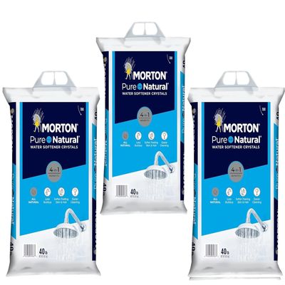 (3 PK) Morton Water Softener Salt Crystals, Pure and Natural 4 in 1, 40 pounds