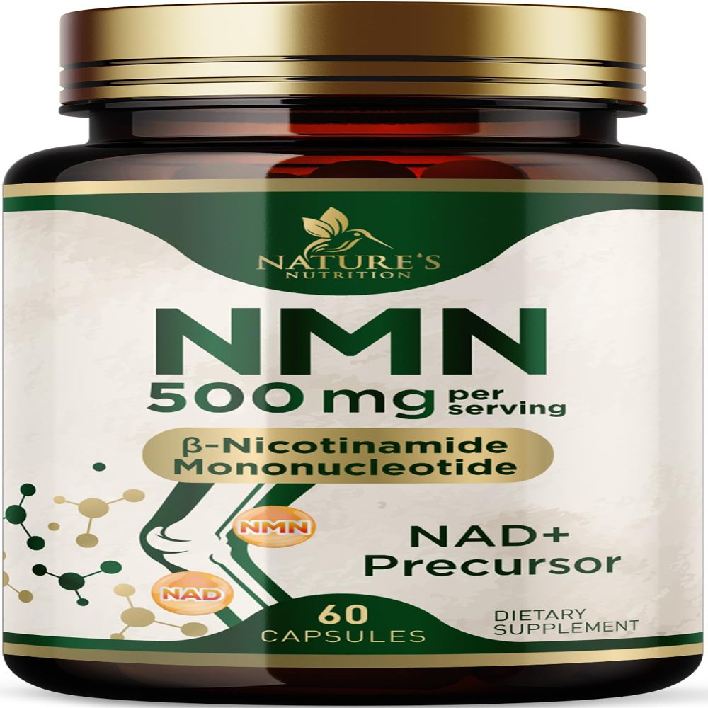 NMN Supplement - -Nicotinamide Mononucleotide (NMN) 500 mg Per Serving - Pure NMN Formula - NAD+ Precursor Supplement - Cellular Energy & NAD Support - Vegan Capsules - Bottled in USA - 60 Capsules