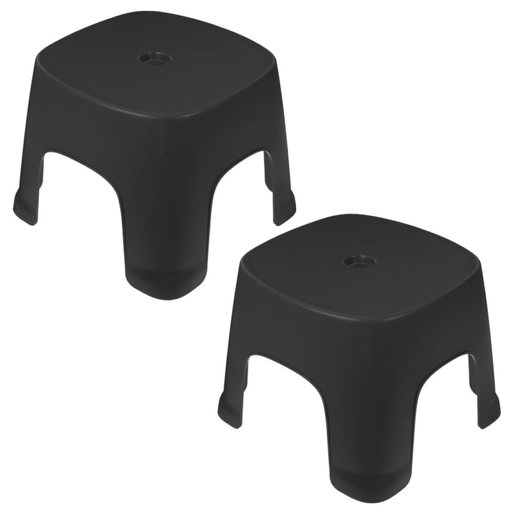 Wakauto 2pcs Plastic Foot Stool Non-Slip Step Stool for Adults and Bathroom Support Low Height Household Stepping for Shoe Changing and Potty Training