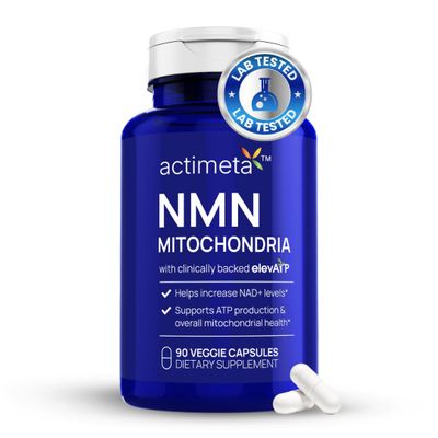 Actimeta NMN Mitochondria Supplement - NMN 500mg, NAD+ & ATP Support for Cellular Vitality and Longevity - Clinically Tested elevATP, Resveratrol, CoQ10, Alpha Lipoic Acid - 90 Veggie Capsules