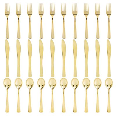 Operitacx Disposable Plastic Cutlery Set 30pcs Fork Spoon Blade Party Dessert Tableware Portable Serving Cutlery Kit