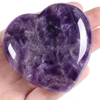 60 mm Crystal Rock Large Heart Stone Healing Crystals Gifts for Women Natural Reiki Gemstone Polished Heart Shaped Rocks Meditation(Amethyst)