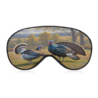 A Pair of Wild Turkeys Eye Mask Sleep Mask for Side Sleeper Women Men Pressure-Free & Light Block-Out Blindfold Soft Comfortable Eye Covers Breathable Blindfold Adjustable
