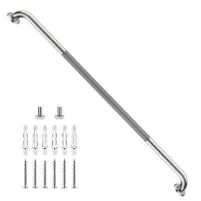 Anti-Slip Shower Grab Bar 48 Inch, ZUXET Brushed Nickel Extra Long Handicap Grab Bar w/Knurled Grip, Stainless Steel Bathroom Handrail for Toilet Shower Bathtub, Safety Support Bar for Seniors Elderly