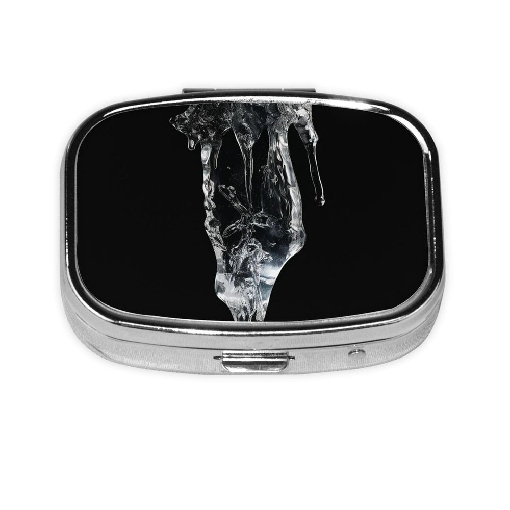 Square Round Pill Case A Chunk of Ice Pill Box Daily 2 Compartment Travel Pill Container for Pocket Purse Portable Medicine Cod Liver Oil Storage Box 2 Times a Day Pill Organizer