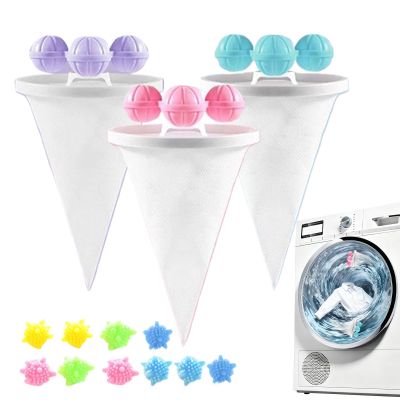 Laundry Hair Catcher 3 Pieces Reusable Floating Filter Bag