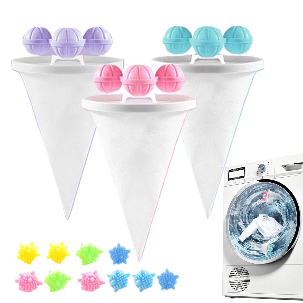 Laundry Hair Catcher 3 Pieces Reusable Floating Filter Bag