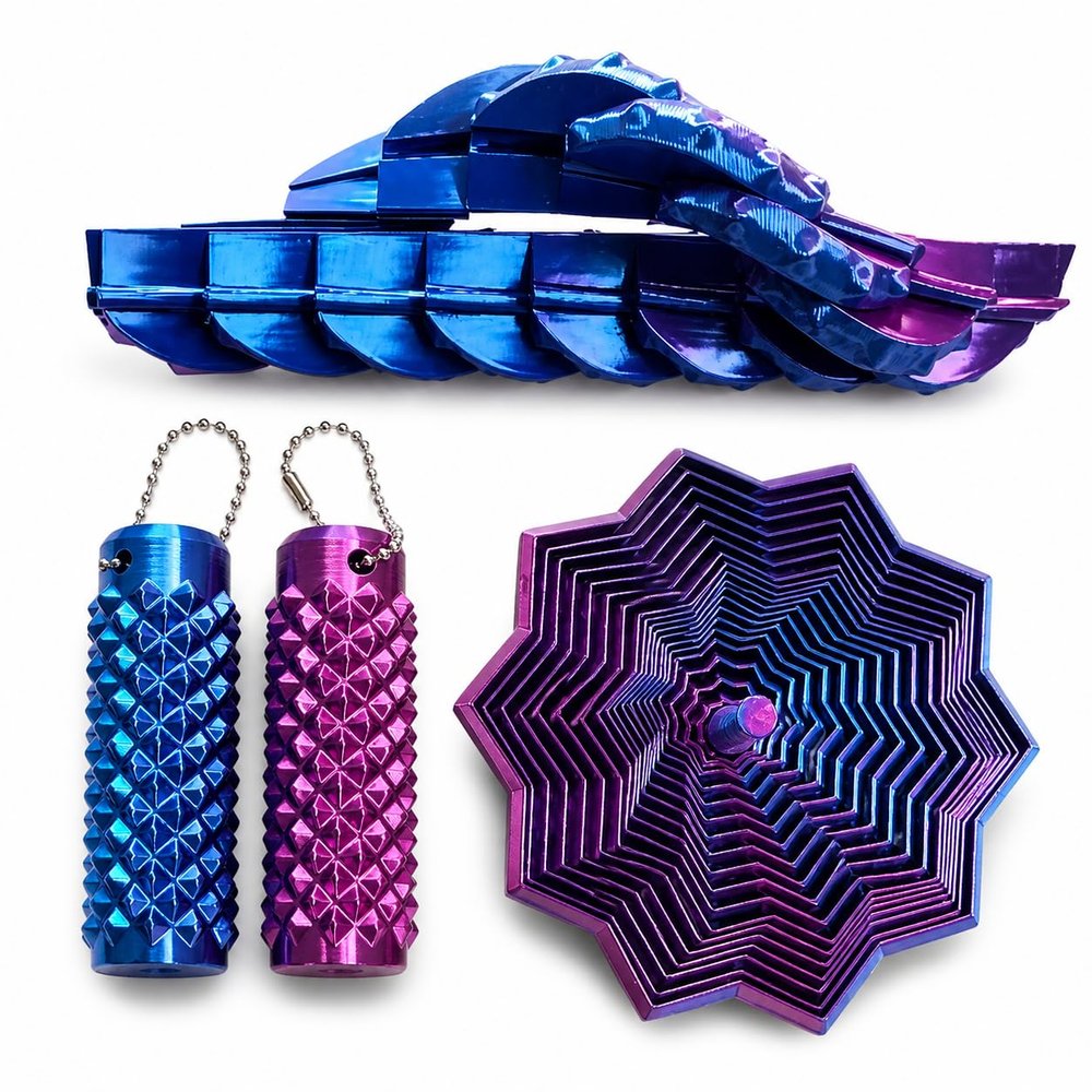 3-in-1 Fidget Toy Set, Expandable Transform Ball, Click Sound Fidget Star & Textured Roller Sticks, Stress Relief Toys for Anxiety, Desk Toys for Teens & Adults