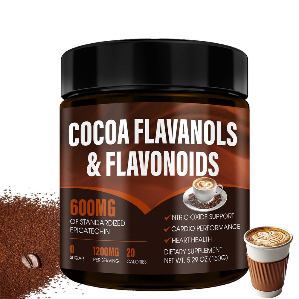 High Flavanol Cocoa Powder 1200mg Cocoa Flavanols per Serving with 600mg Epicatechin & Natural Flavonoids Vegan Support Daily Energy (1)