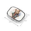 Square Round Pill Case Bear with Scarf Pill Box Daily 2 Compartment Travel Pill Container for Pocket Purse Portable Medicine Cod Liver Oil Storage Box 2 Times a Day Pill Organizer view 3