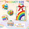 Aliceset 12 Pcs Rainbow Party Clear Gifts Goodie Bags with Handles Rainbow Theme Favor Bags with Ribbon Colorful Wrapping for Birthday Baby Shower Candy Snack Treat Wrapping Supplies, 10x7x3.15'' view 2