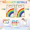 Aliceset 12 Pcs Rainbow Party Clear Gifts Goodie Bags with Handles Rainbow Theme Favor Bags with Ribbon Colorful Wrapping for Birthday Baby Shower Candy Snack Treat Wrapping Supplies, 10x7x3.15'' view 3