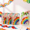 Aliceset 12 Pcs Rainbow Party Clear Gifts Goodie Bags with Handles Rainbow Theme Favor Bags with Ribbon Colorful Wrapping for Birthday Baby Shower Candy Snack Treat Wrapping Supplies, 10x7x3.15'' view 4