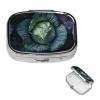 Square Round Pill Case Bright Cabbage Pill Box Daily 2 Compartment Travel Pill Container for Pocket Purse Portable Medicine Cod Liver Oil Storage Box 2 Times a Day Pill Organizer view 2